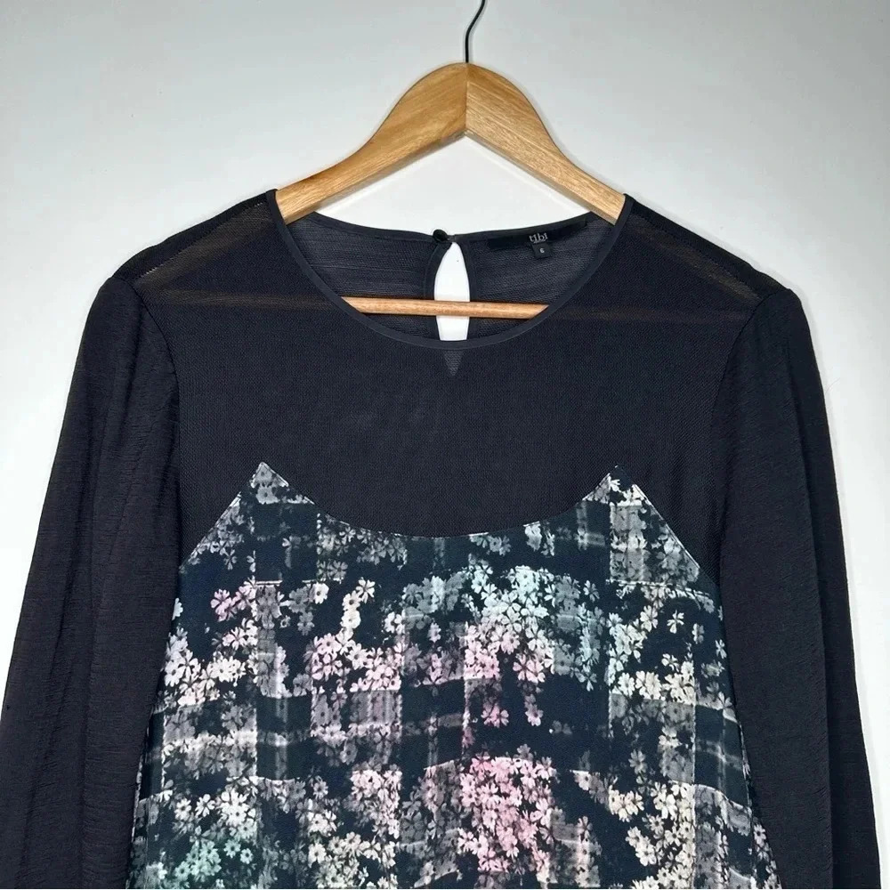 Tibi Floral Fields Silk/Wool Blend Long-Sleeve Ruffled Asymmetric Dress Size 6 - Picture 4 of 11